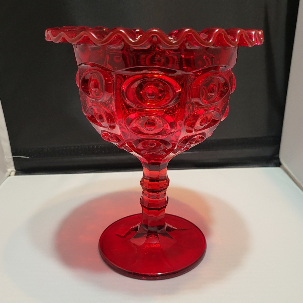 Viking glass red compote